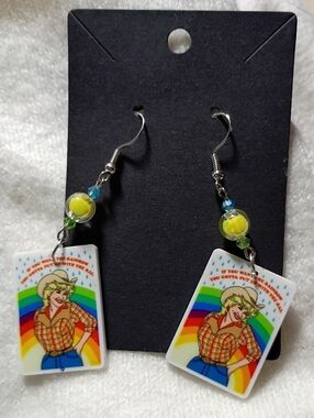 Dolly Parton If You Want The Rainbow Put Up With Rain Earrings Positively Gay